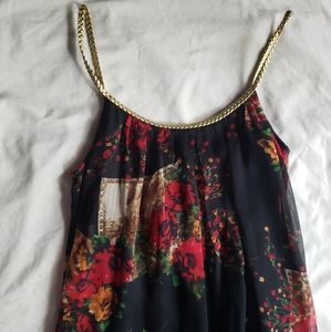 2/$20 Black and Red Floral Maxi Dress